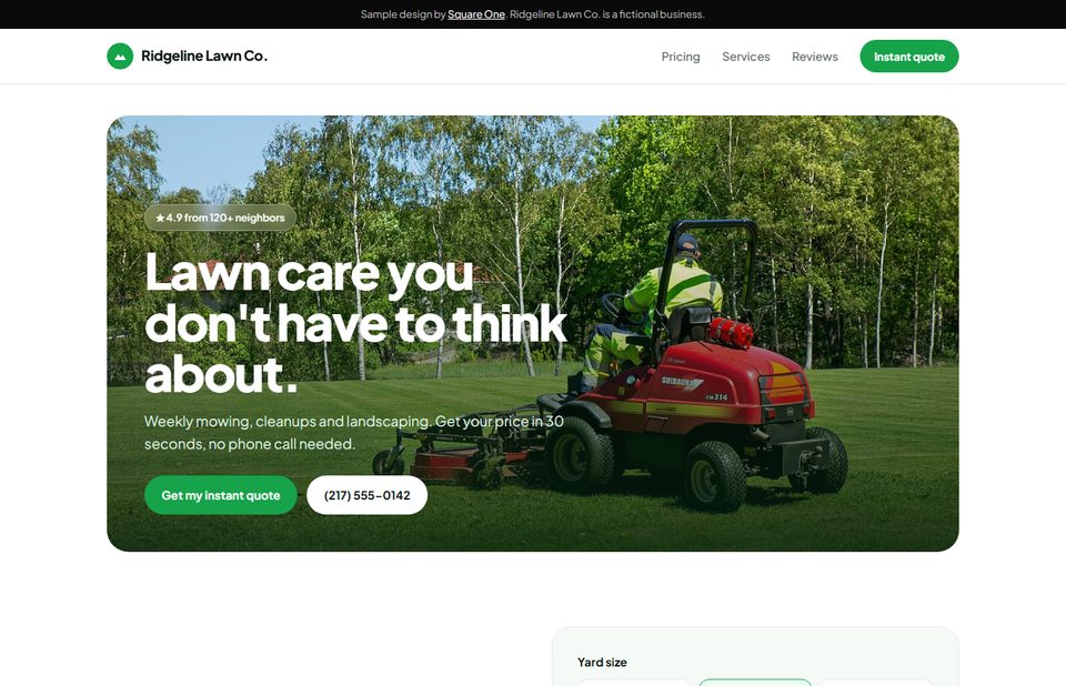 Ridgeline Lawn Co. sample website